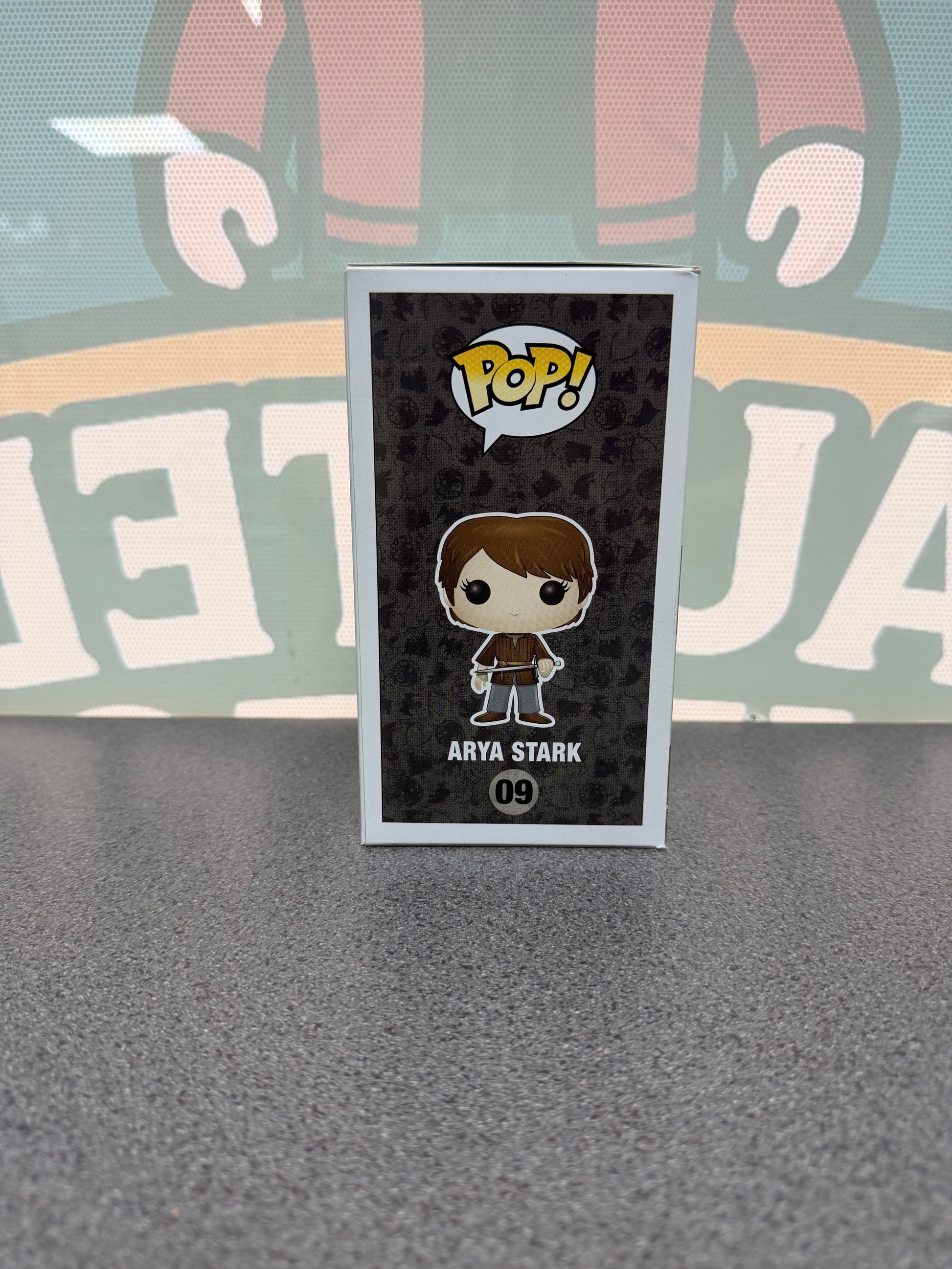 Arya Stark Funko Pop! #09 from Game of Thrones – illustrated side of box
