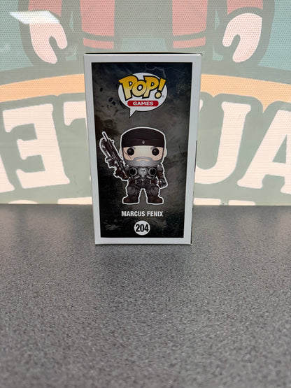 Marcus Fenix Funko Pop! #204 from Gears of War – illustrated side of box