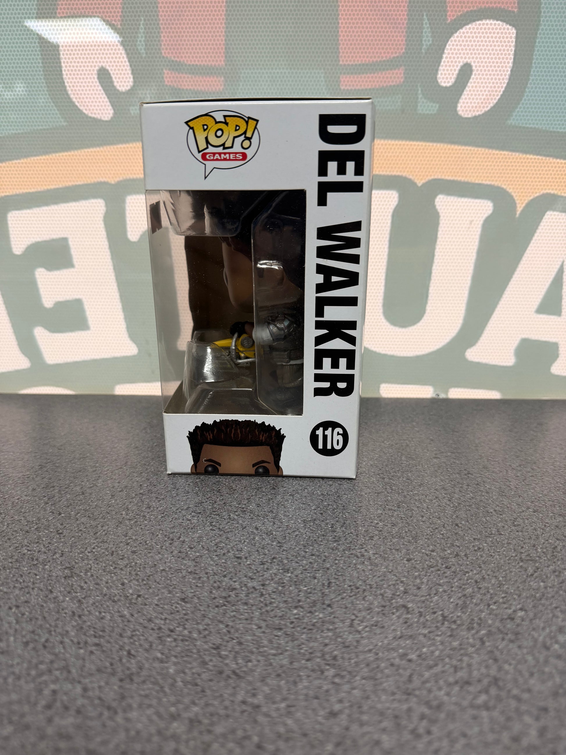 Del Walker Funko Pop! #116 from Gears of War – window side of box
