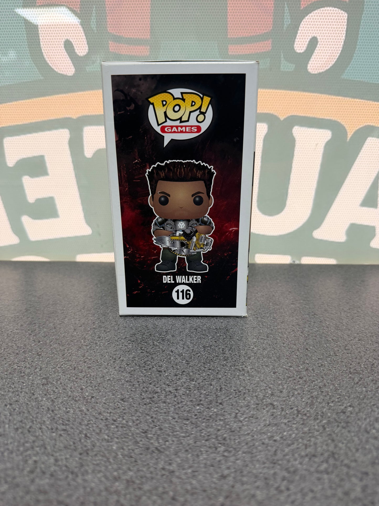 Del Walker Funko Pop! #116 from Gears of War – illustrated side of box