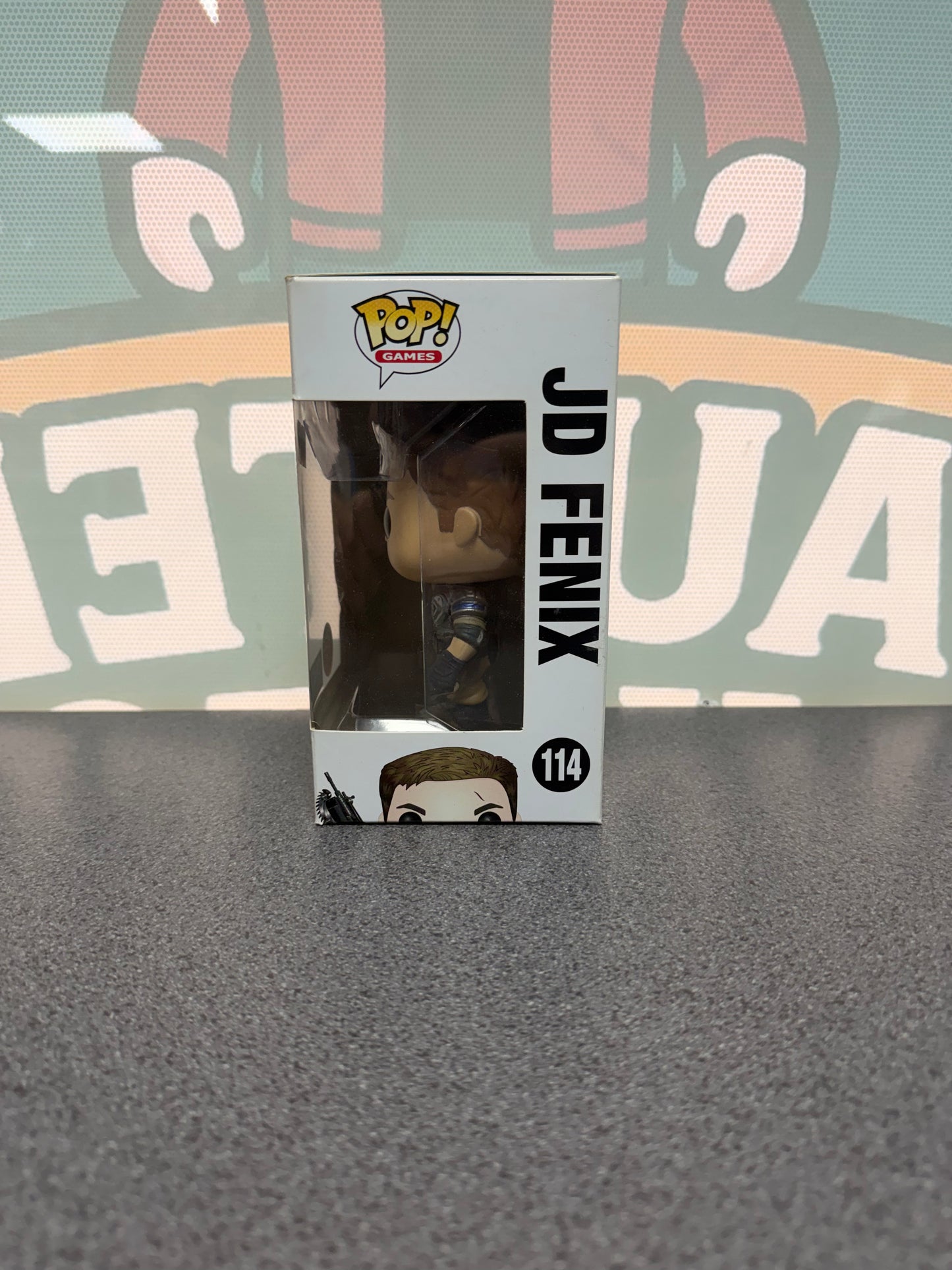 JD Fenix Glow Swarm Gunk – Best Buy Exclusive Funko Pop! #114 from Gears of War – window side of box