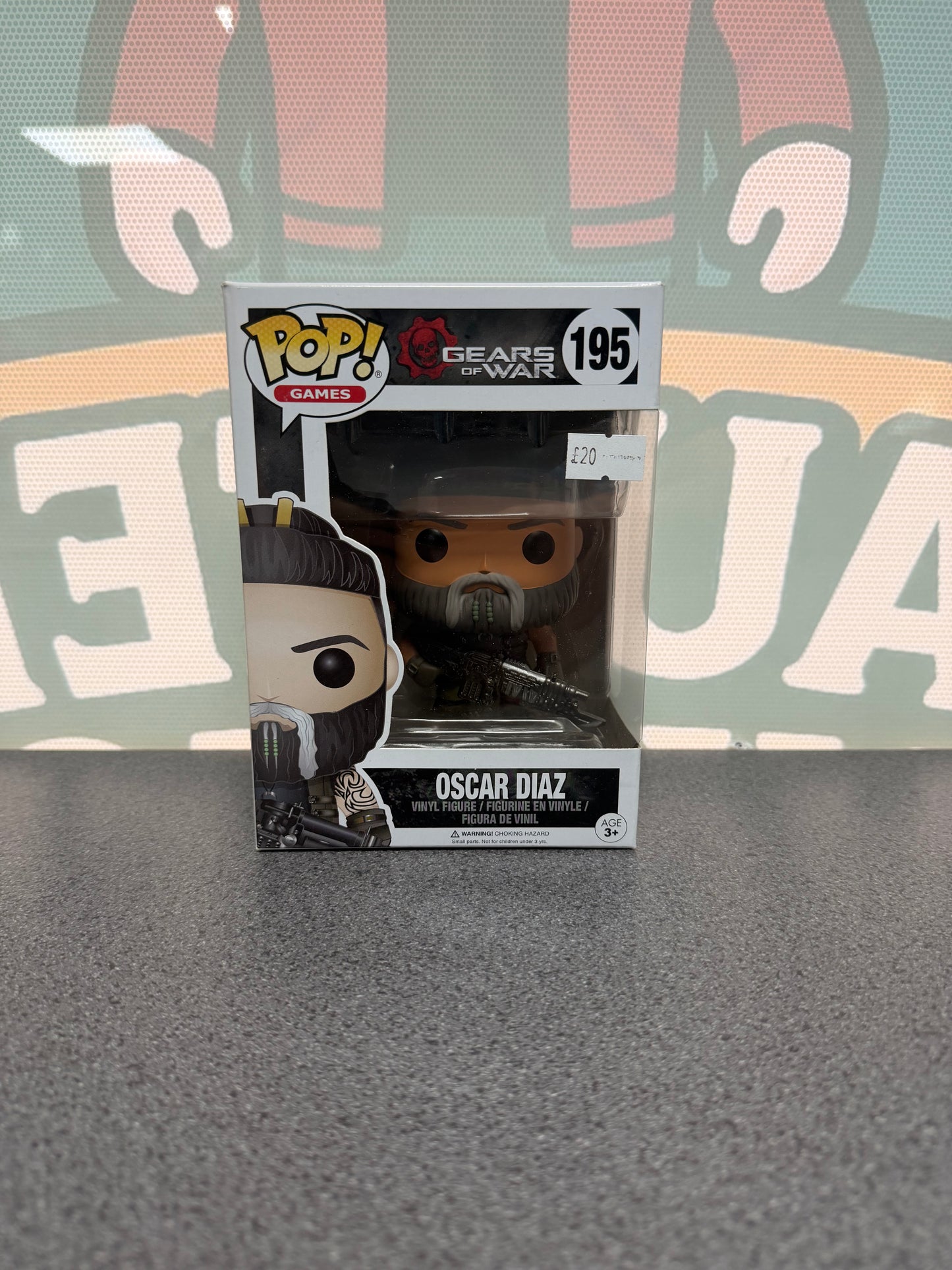 Oscar Diaz Funko Pop! #195 from Gears of War – front of box and figure