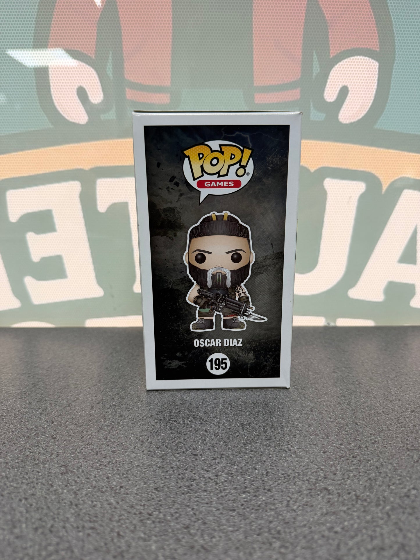 Oscar Diaz Funko Pop! #195 from Gears of War – illustrated side of box