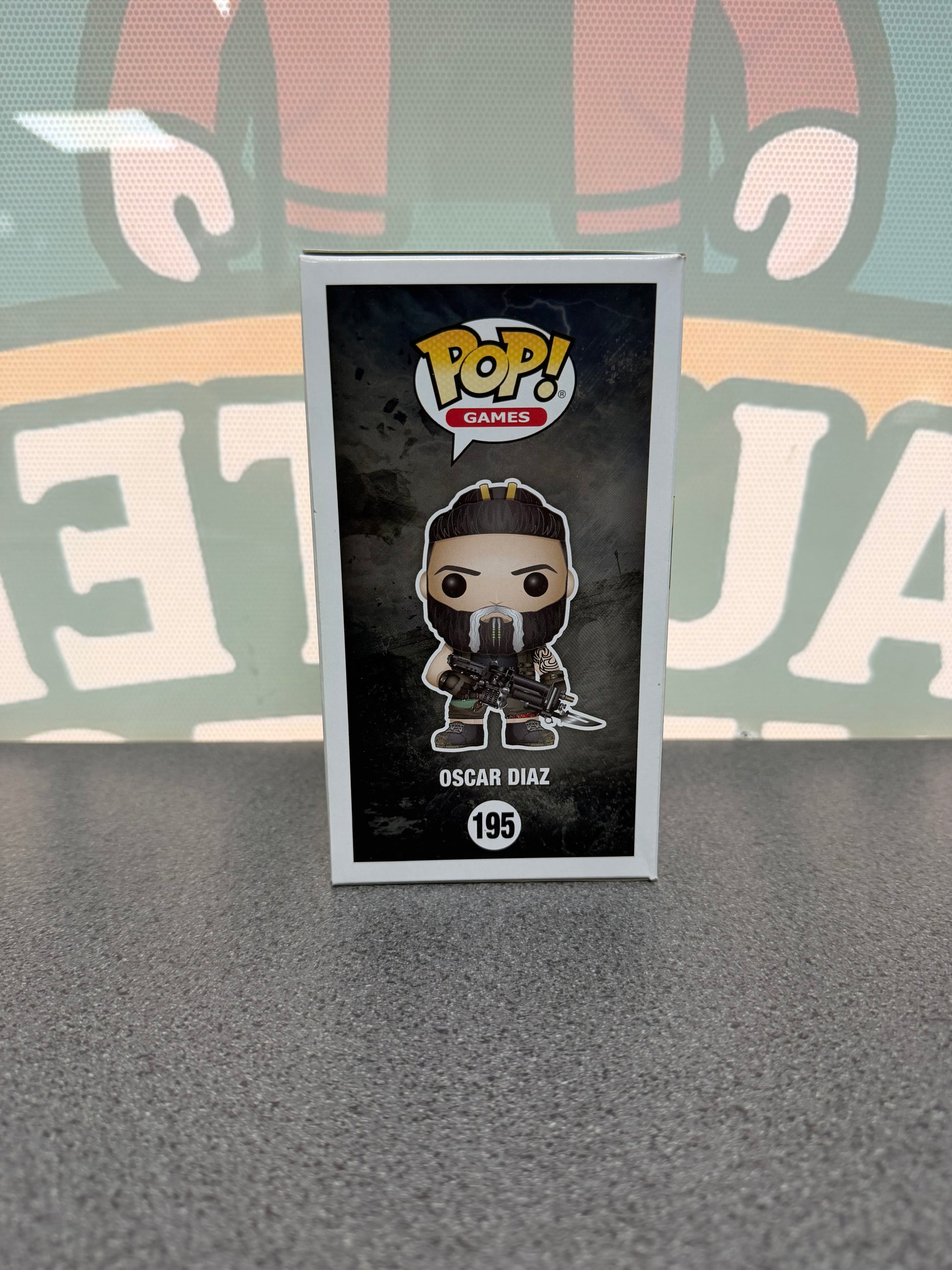 Oscar Diaz Funko Pop! #195 from Gears of War – illustrated side of box