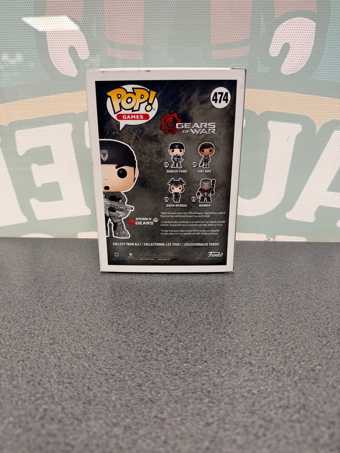 Marcus Fenix Funko Pop! #474 from Gears of War – back of box