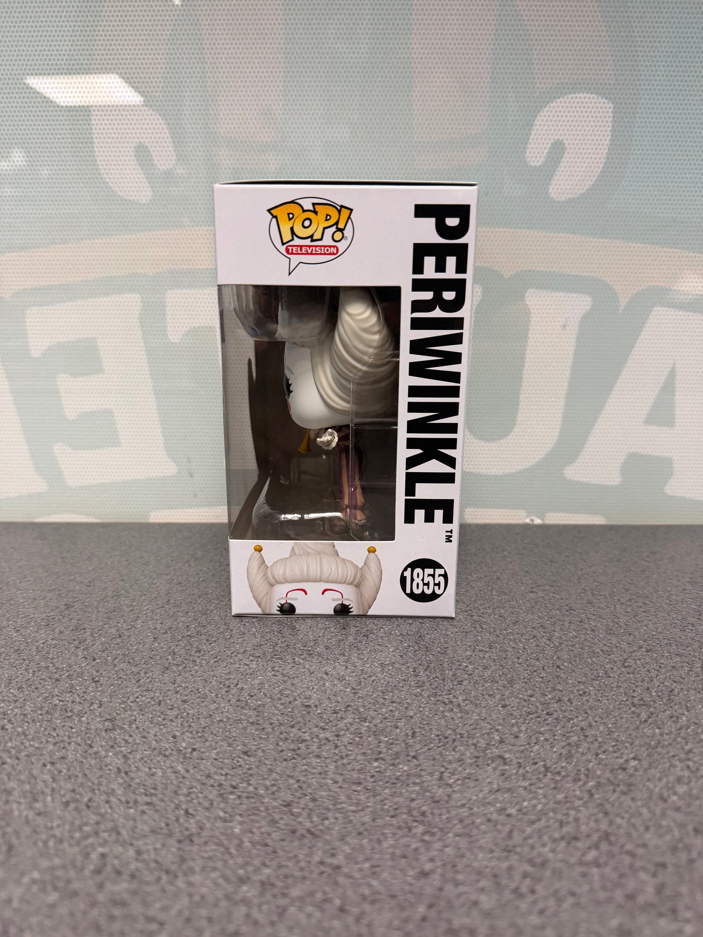 Periwinkle Funko Pop! Television #1855 – window side of box