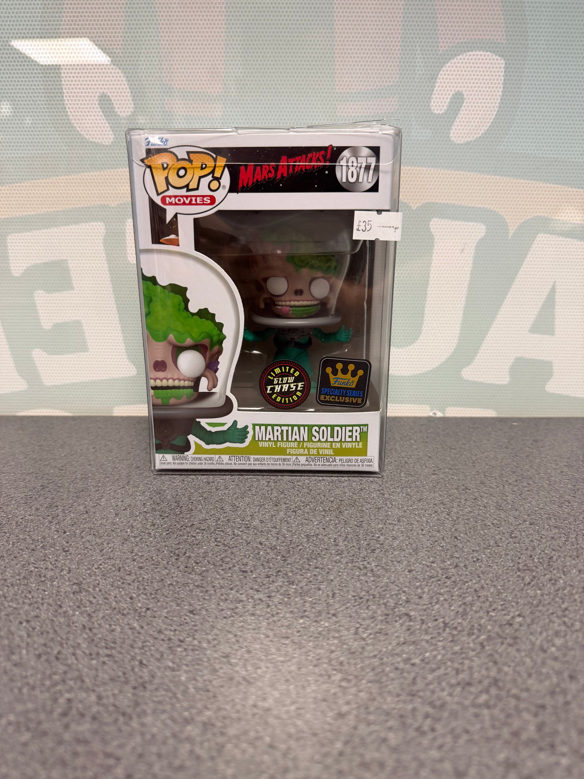 Martian Soldier Funko Pop! #1877 Glow Chase – Specialty Series – front of box and figure