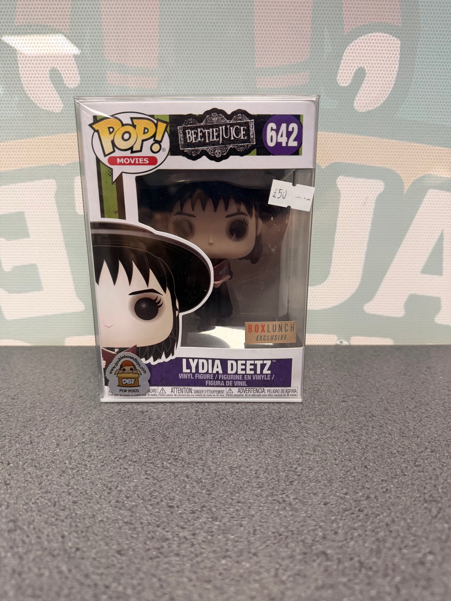Lydia Deetz Funko Pop! #642 BoxLunch Exclusive – front of box and figure