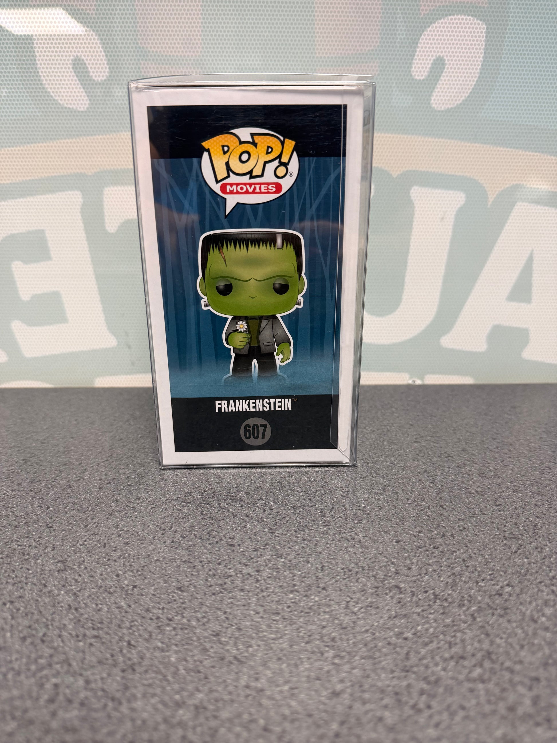 Frankenstein Funko Pop! #607 Glow in the Dark – Walgreens Exclusive – illustrated side of box