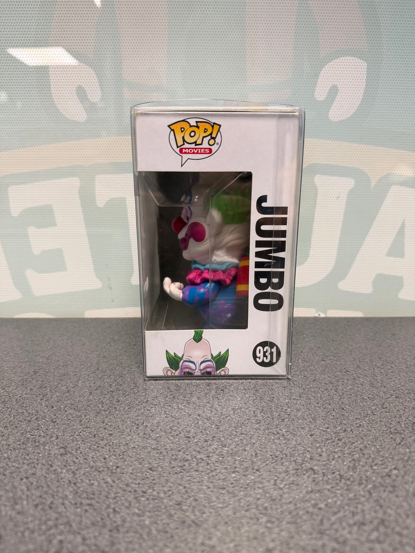 Jumbo #931 Funko Pop! from Killer Klowns from Outer Space – window side of box
