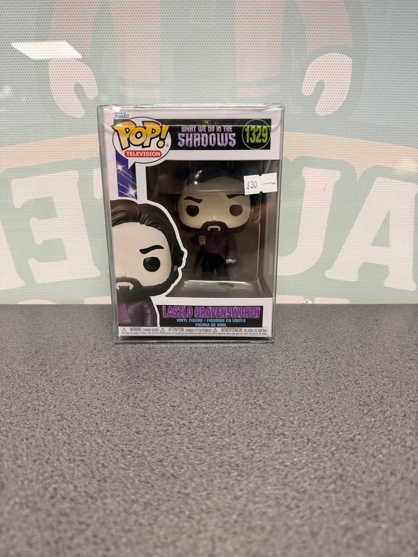 Laszlo Cravensworth #1329 Funko Pop! from What We Do in the Shadows – front of box and figure