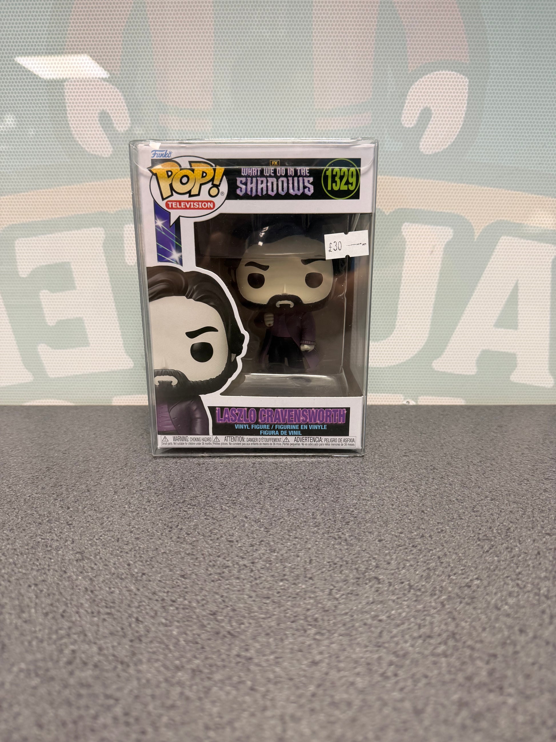 Laszlo Cravensworth #1329 Funko Pop! from What We Do in the Shadows – front of box and figure
