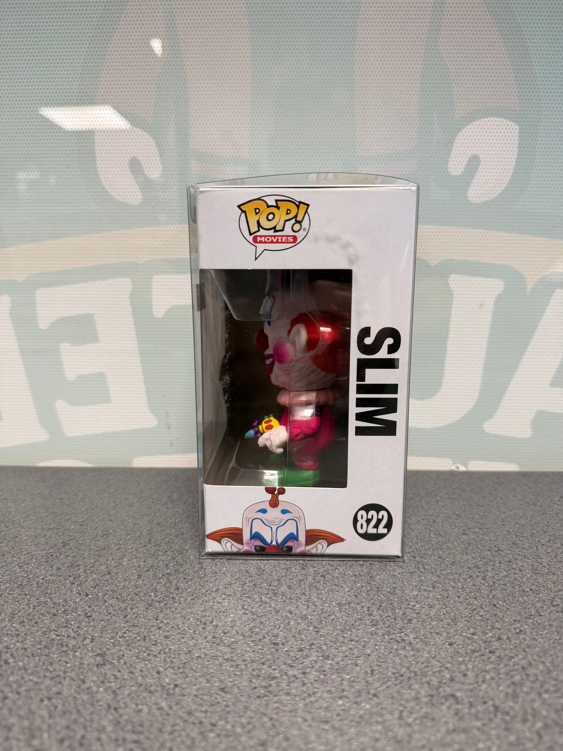 Slim #822 2019 Fall Convention Funko Pop! from Killer Klowns from Outer Space – window side of box