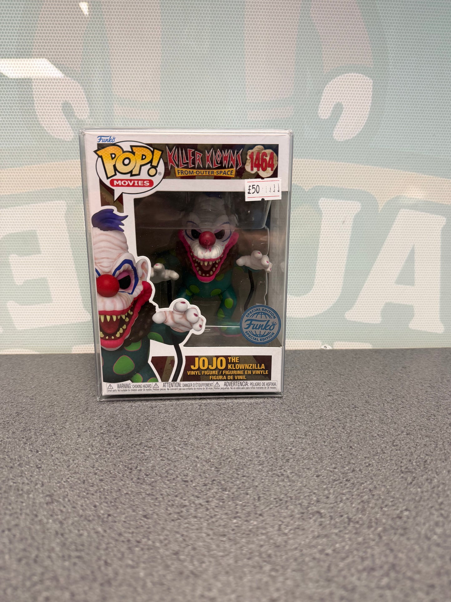 Jojo the Klownzilla #1464 Funko Exclusive Funko Pop! from Killer Klowns from Outer Space – front of box and figure