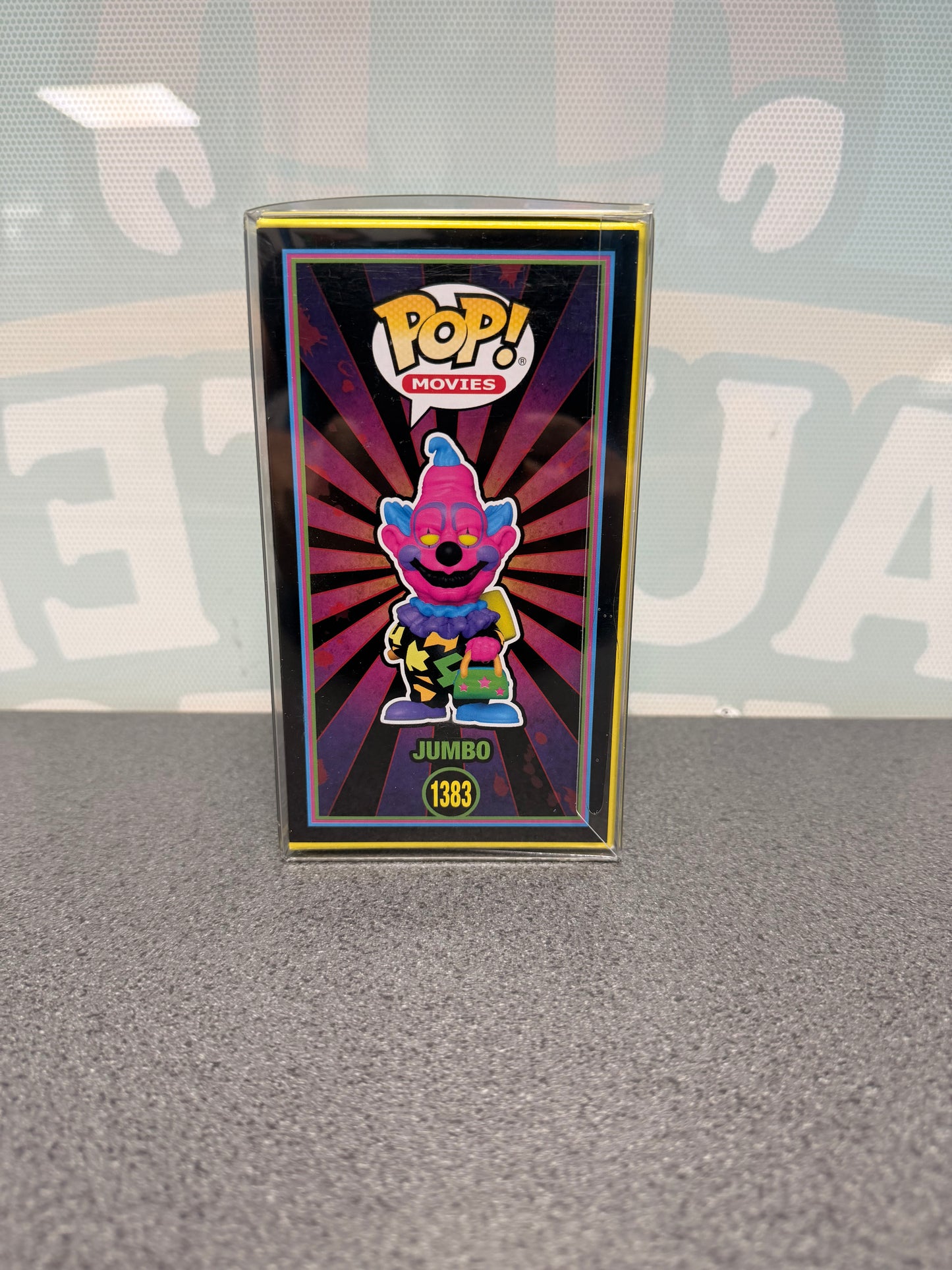 Jumbo #1383 Blacklight GameStop Exclusive Funko Pop! from Killer Klowns from Outer Space – other side of box