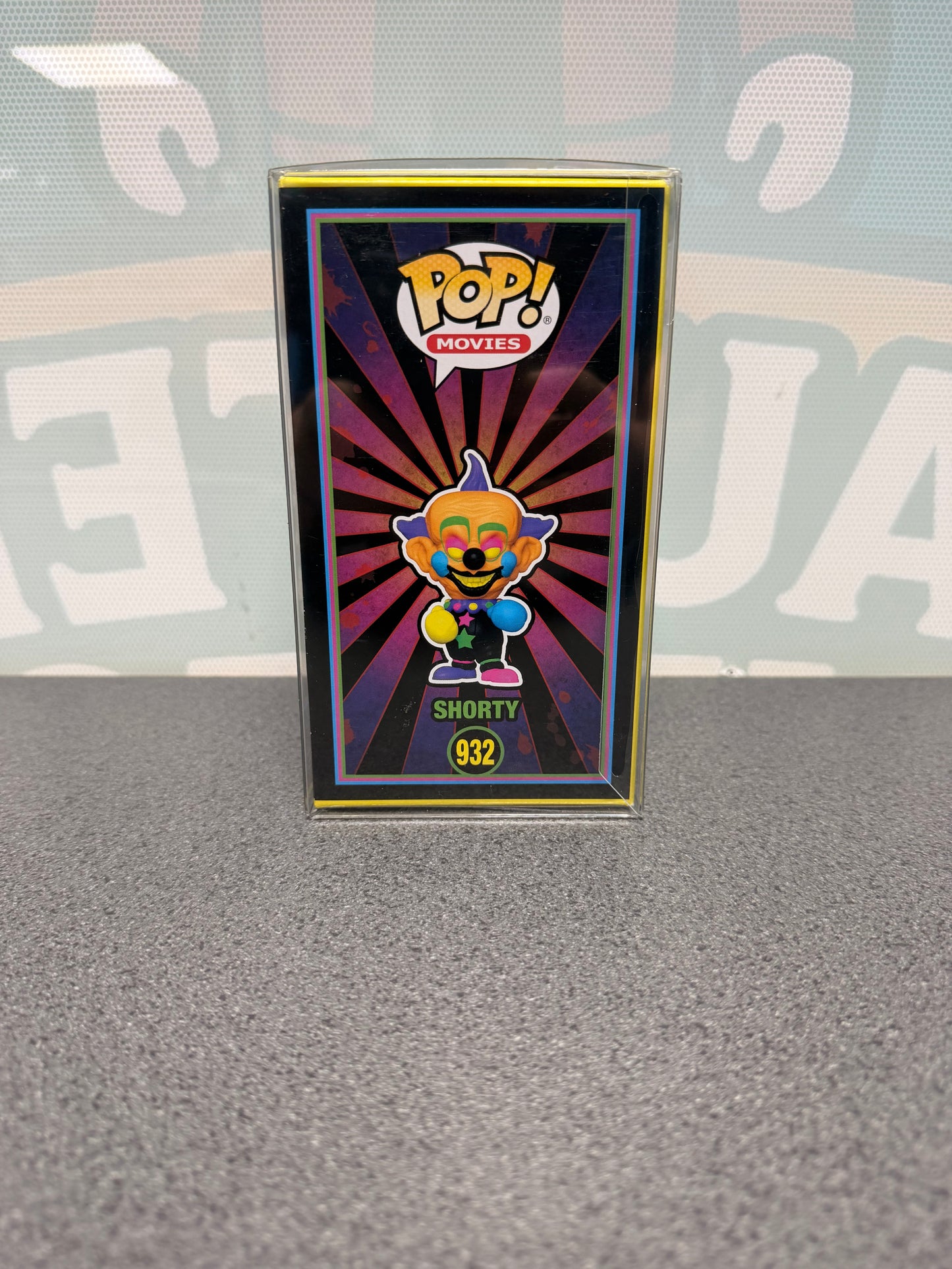 Shorty #932 Blacklight GameStop Exclusive Funko Pop! from Killer Klowns from Outer Space – other side of box