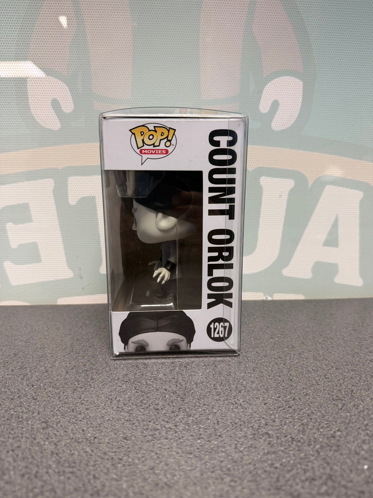 Count Orlok #1267 Black & White Chase Funko Pop! from Nosferatu – window side of box