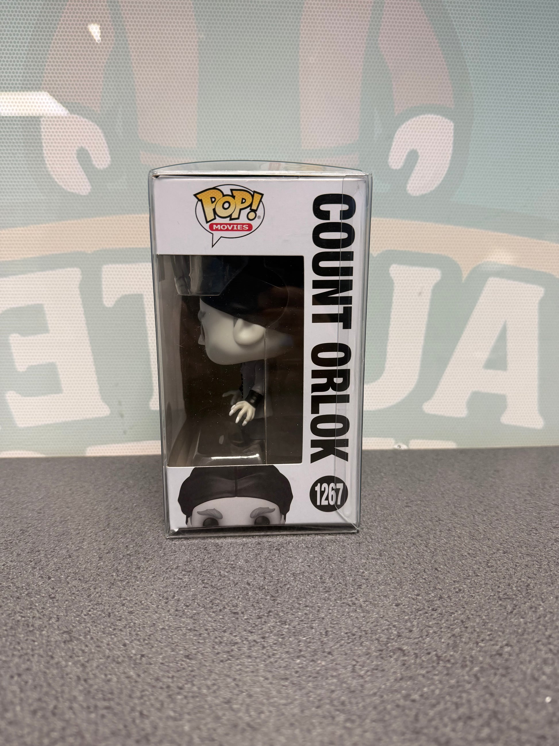 Count Orlok #1267 Black & White Chase Funko Pop! from Nosferatu – window side of box