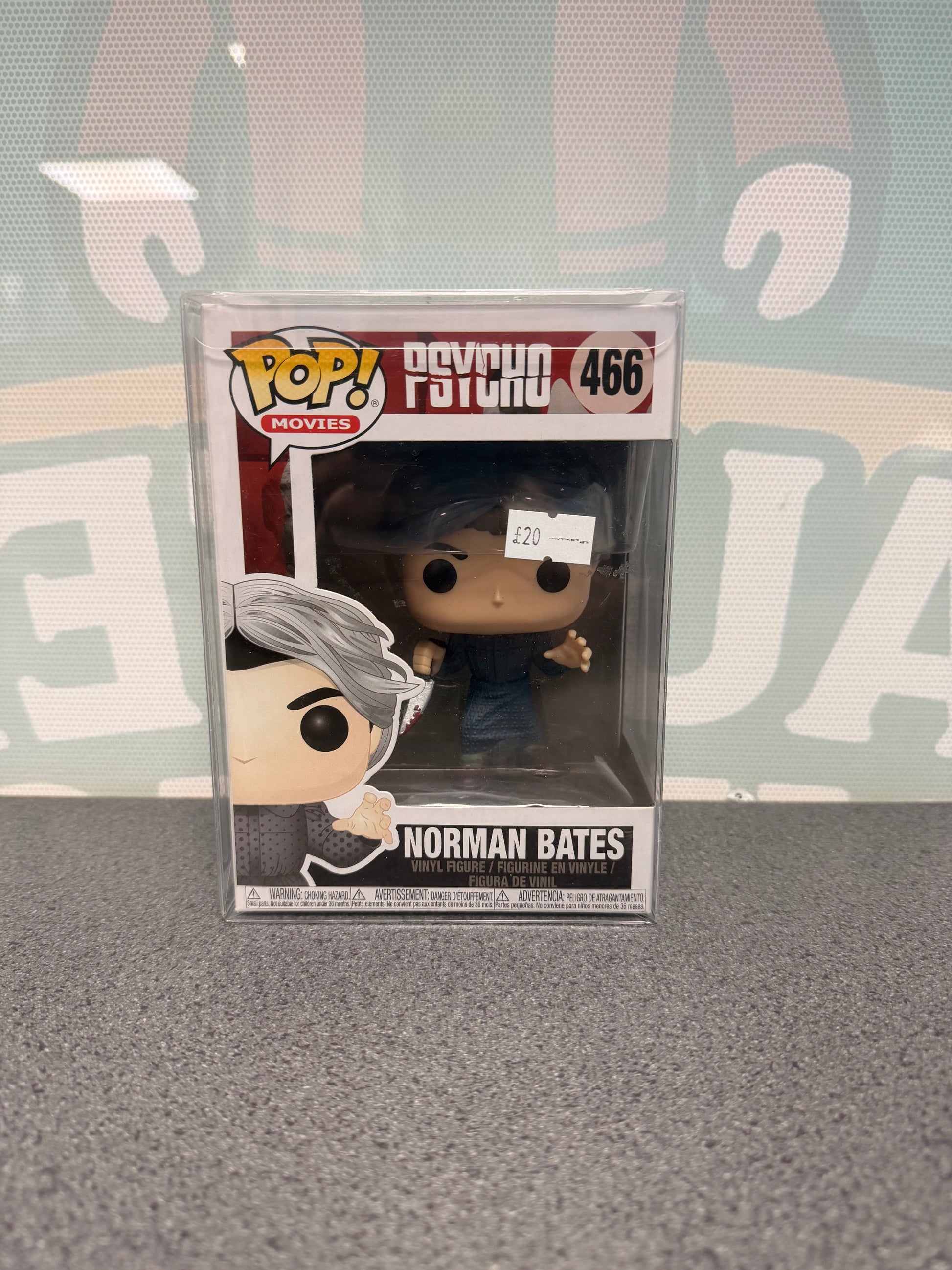 Norman Bates #466 Funko Pop! from Psycho – front of box and figure