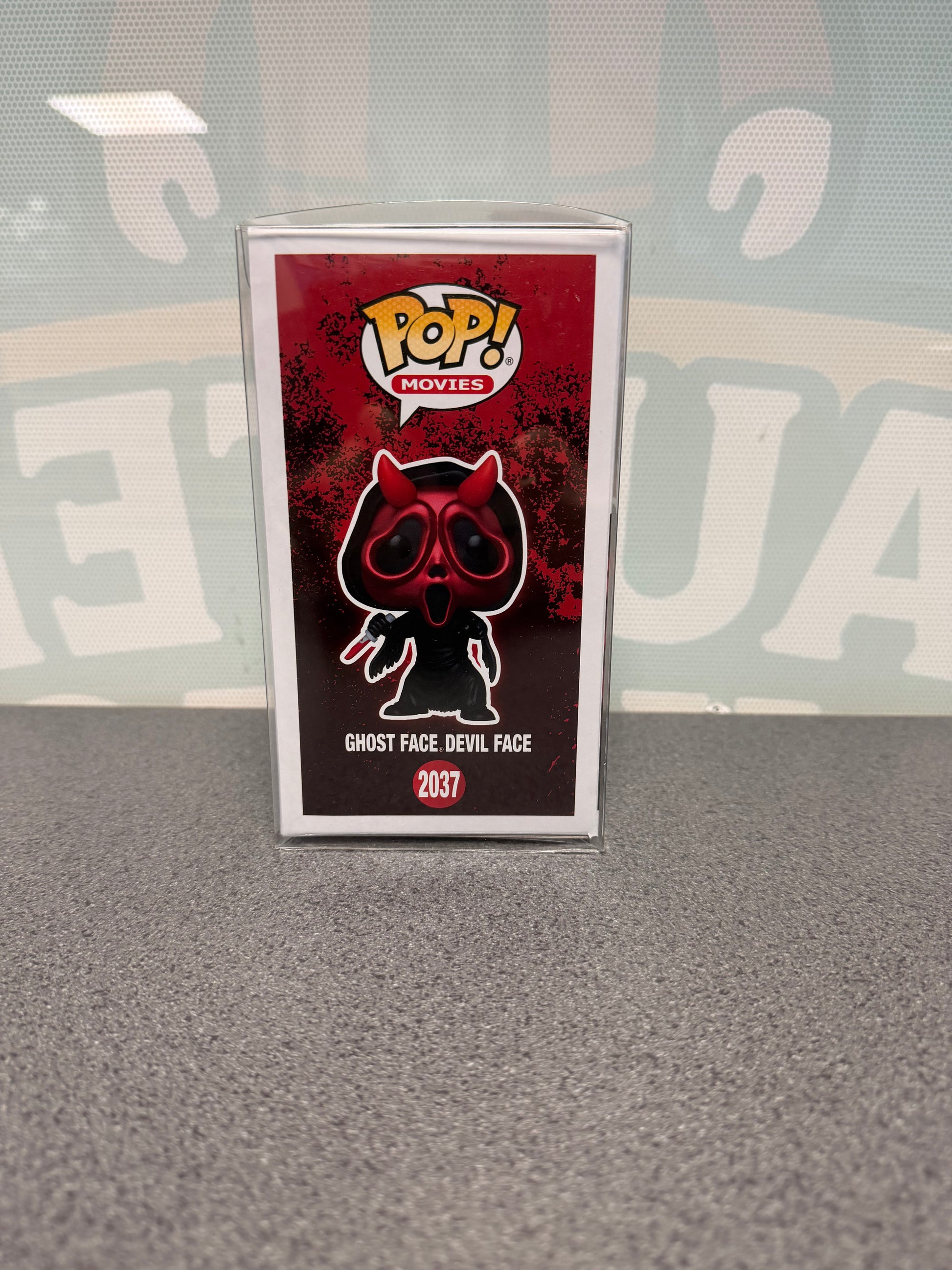 Ghost Face Devil Face Funko Pop! #2037 from Ghost Face – illustrated side of box