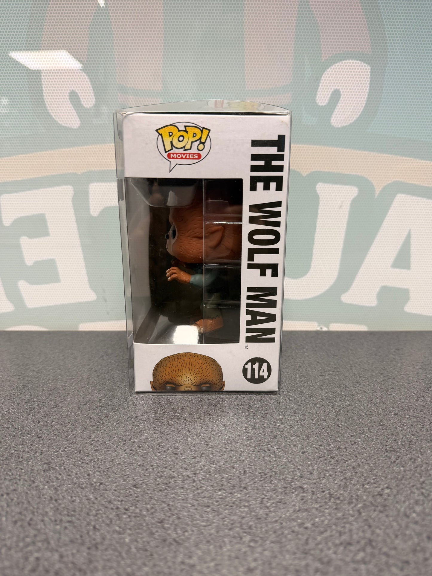 The Wolf Man Funko Pop! #114 from Universal Monsters – window side of box
