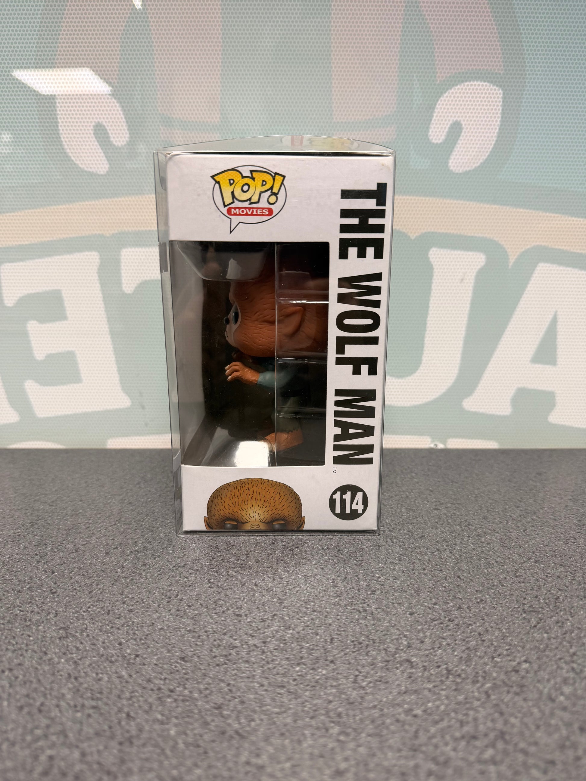The Wolf Man Funko Pop! #114 from Universal Monsters – window side of box