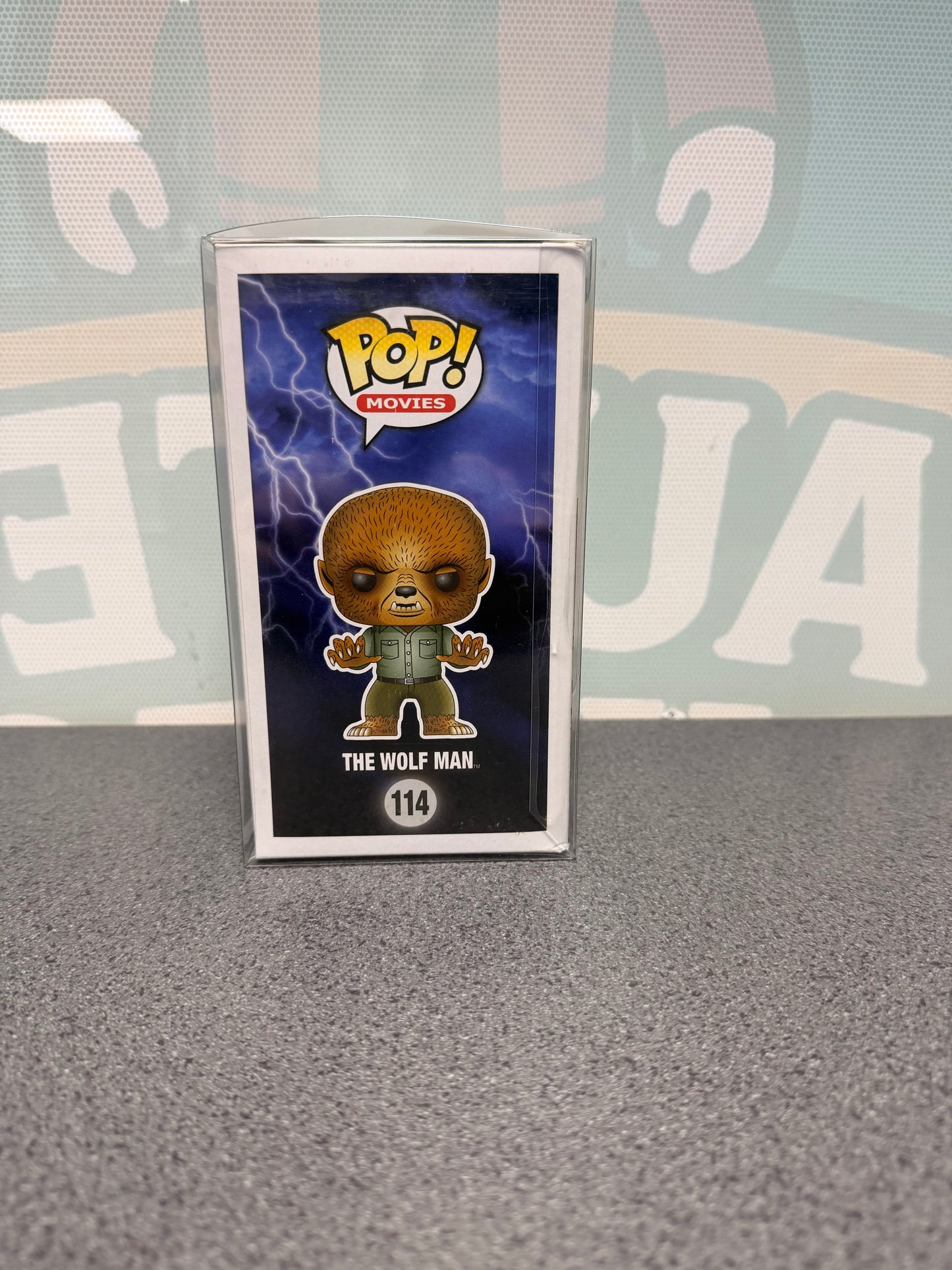 The Wolf Man Funko Pop! #114 from Universal Monsters – illustrated side of box