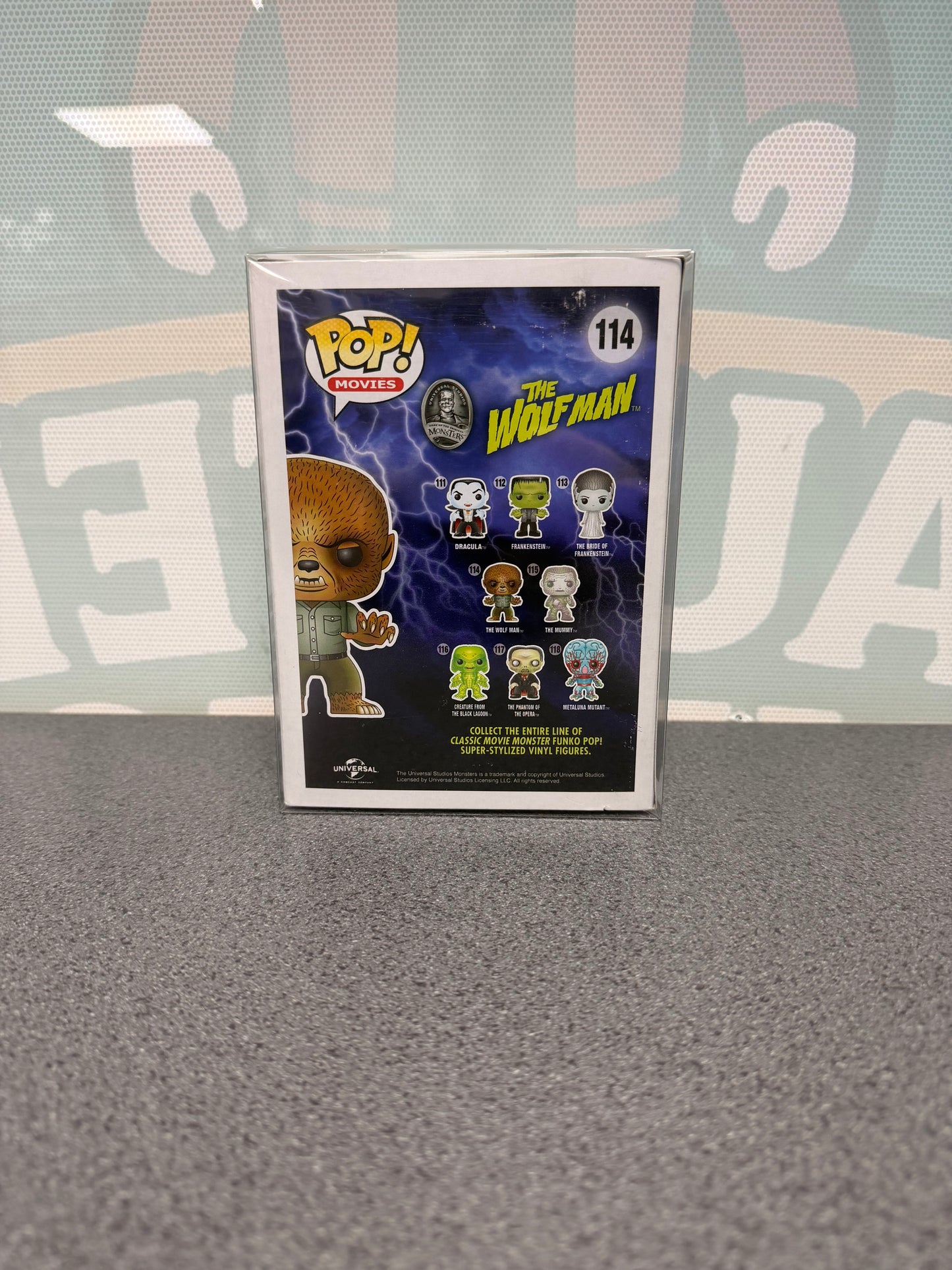 The Wolf Man Funko Pop! #114 from Universal Monsters – back of box