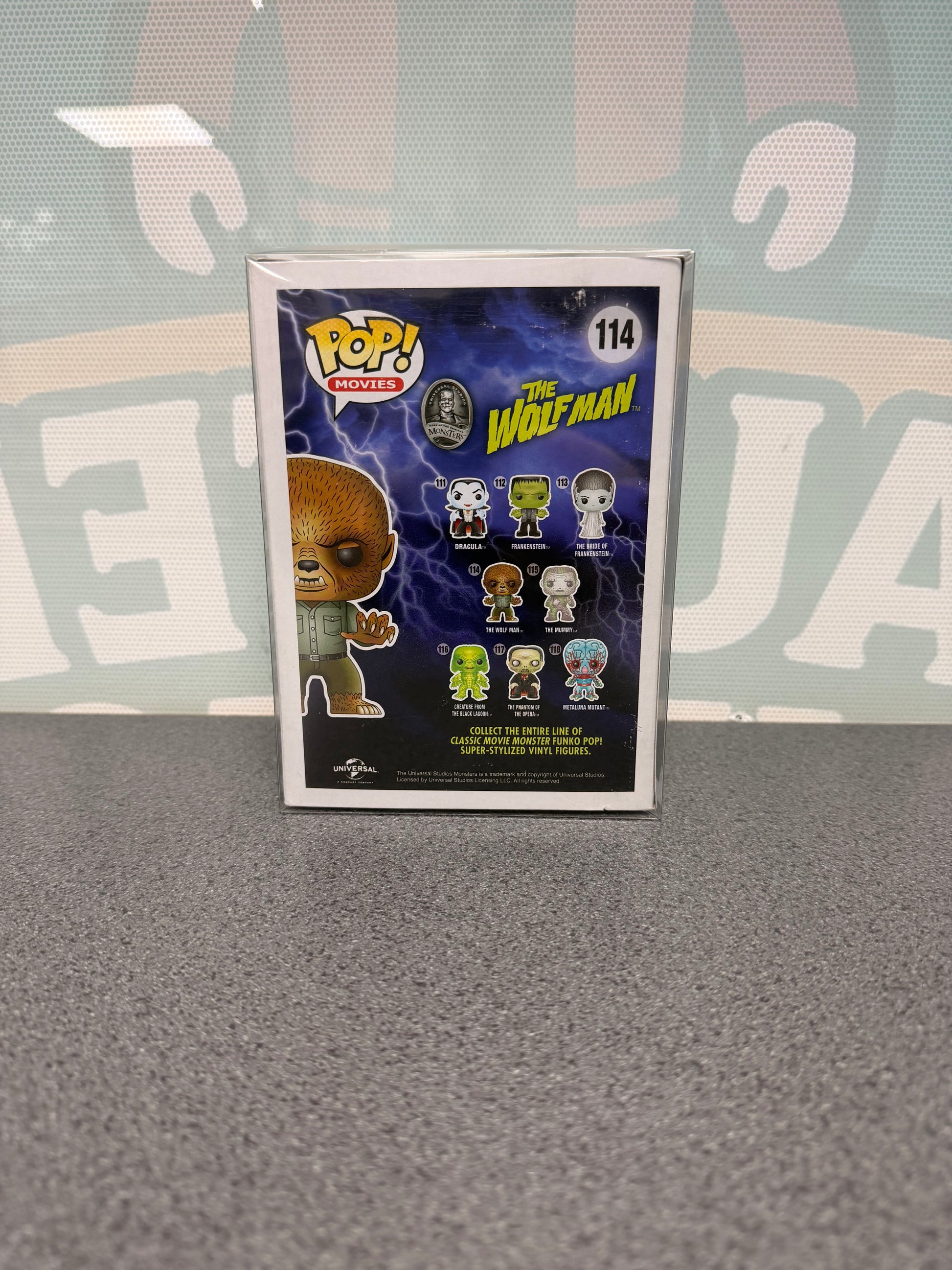 The Wolf Man Funko Pop! #114 from Universal Monsters – back of box