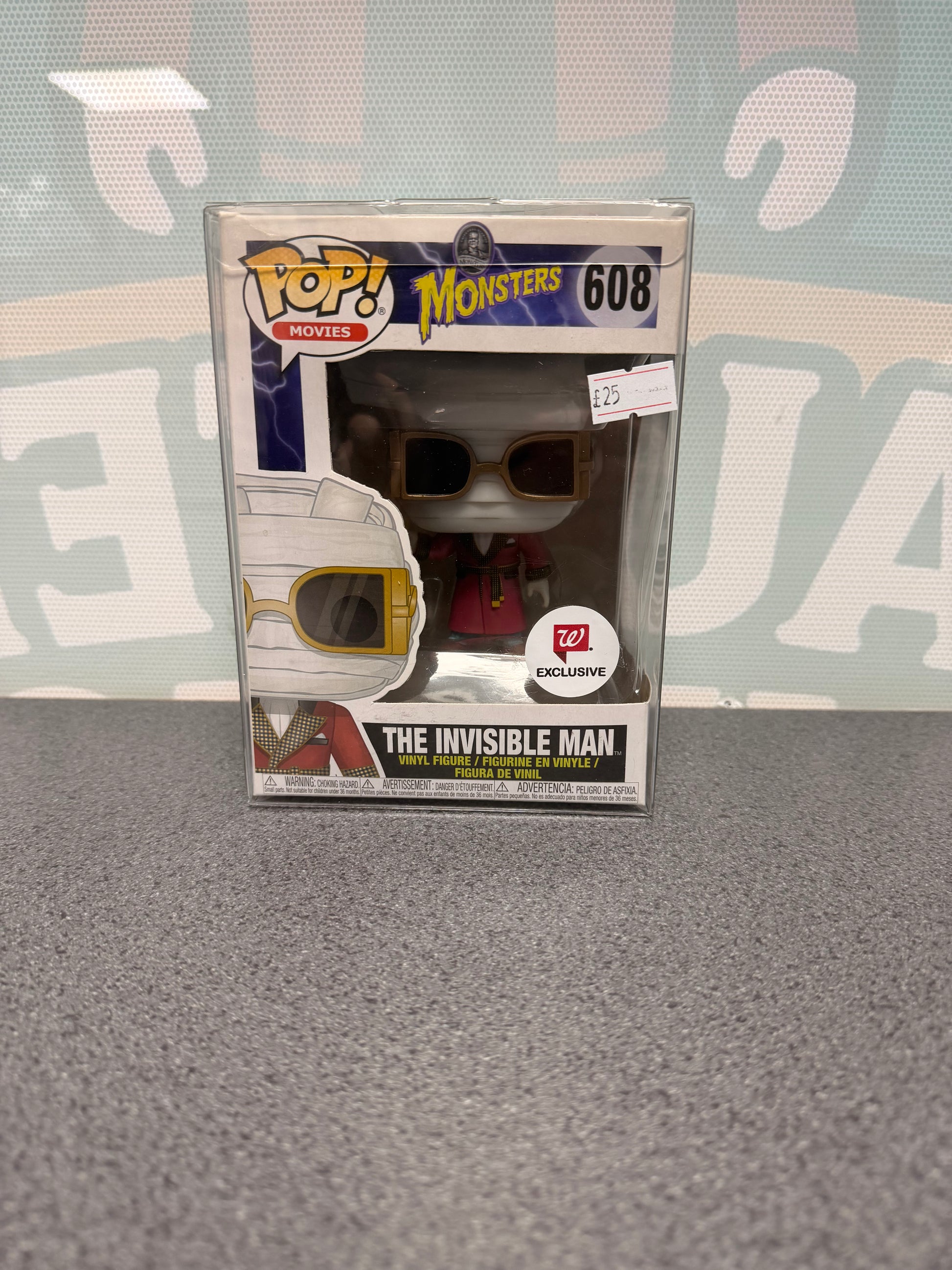 The Invisible Man Walgreens Exclusive Funko Pop! #608 from Universal Monsters – front of box and figure