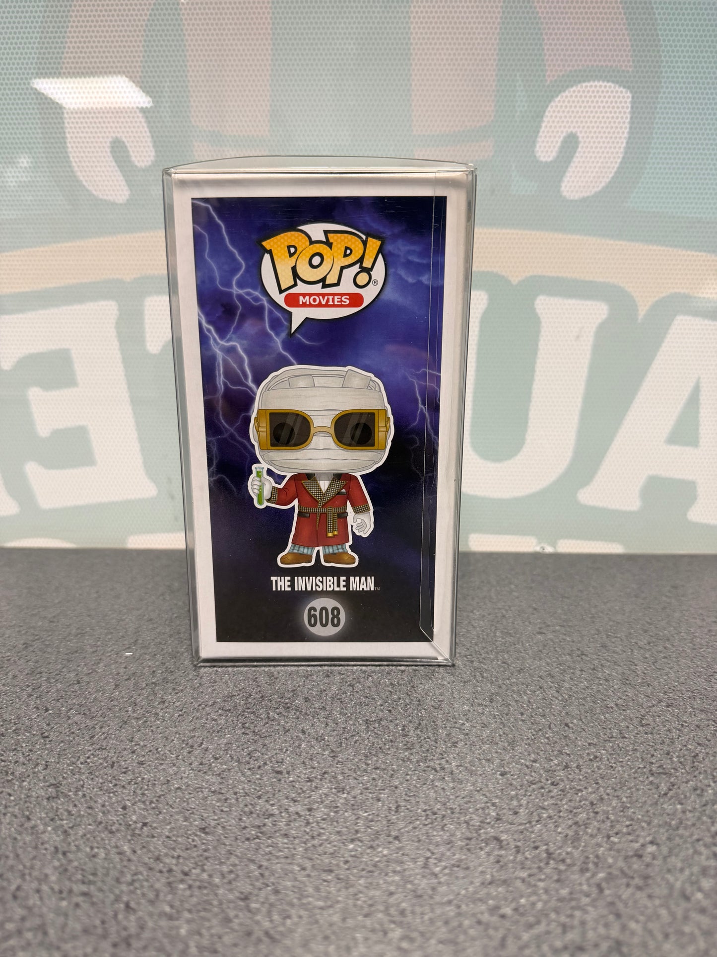 The Invisible Man Walgreens Exclusive Funko Pop! #608 from Universal Monsters – illustrated side of box