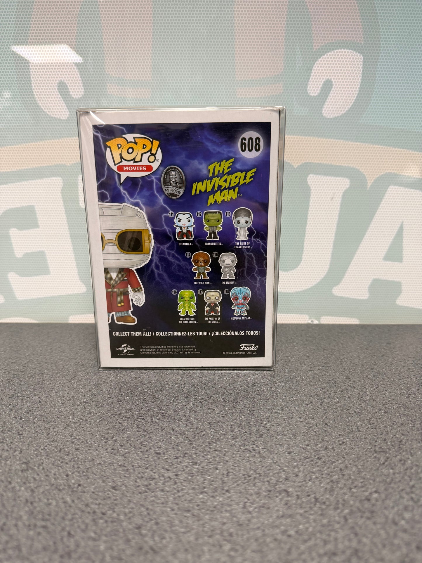 The Invisible Man Walgreens Exclusive Funko Pop! #608 from Universal Monsters – back of box