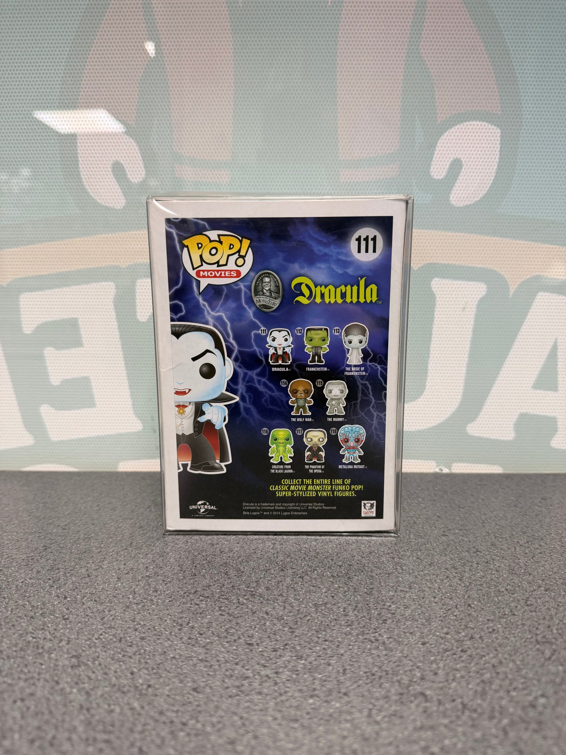 Dracula Funko Pop! #111 from Universal Monsters – back of box