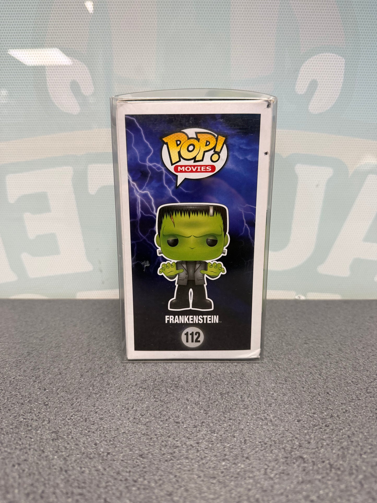 Frankenstein Funko Pop! #112 from Universal Monsters – illustrated side of box