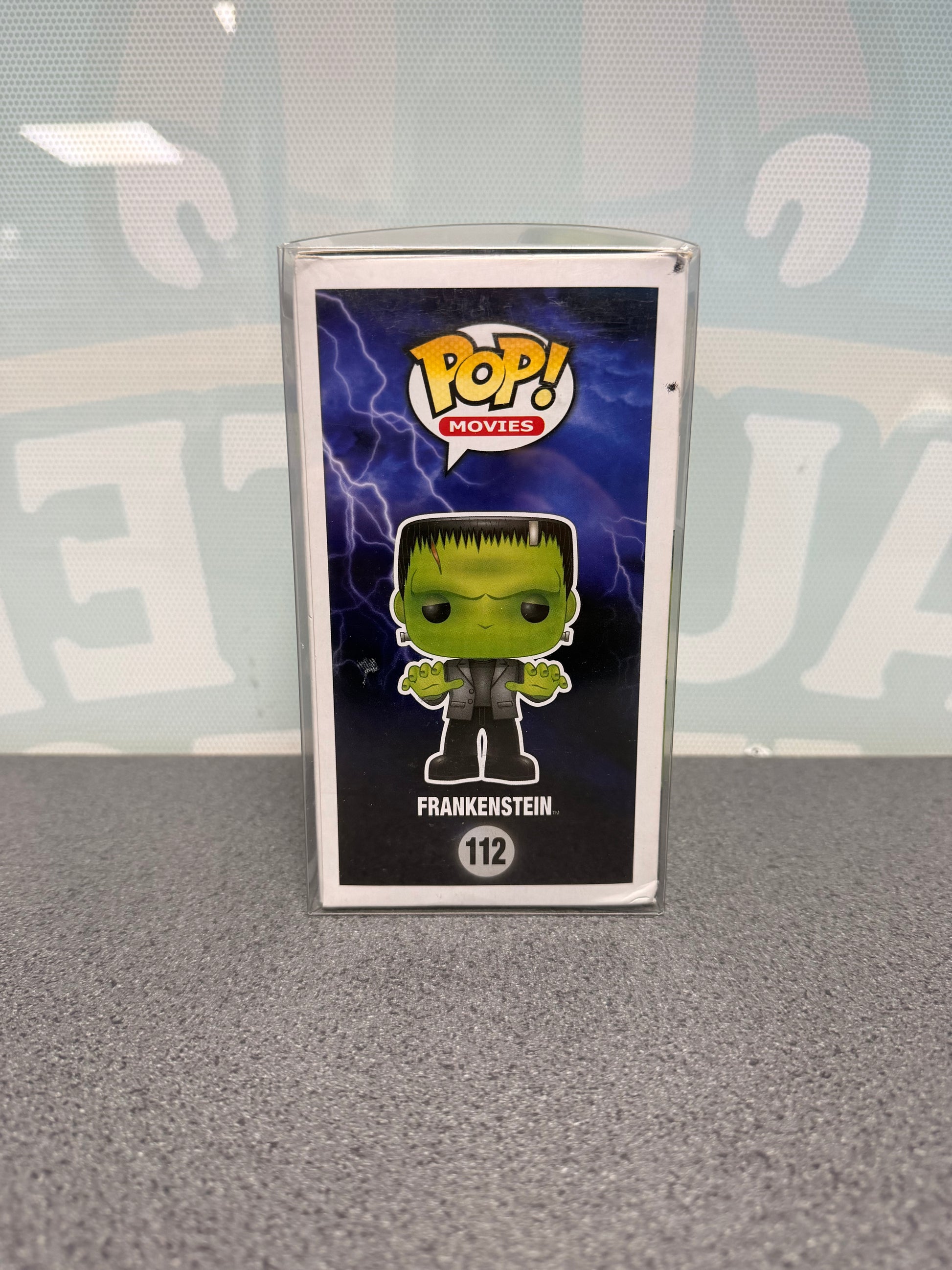 Frankenstein Funko Pop! #112 from Universal Monsters – illustrated side of box
