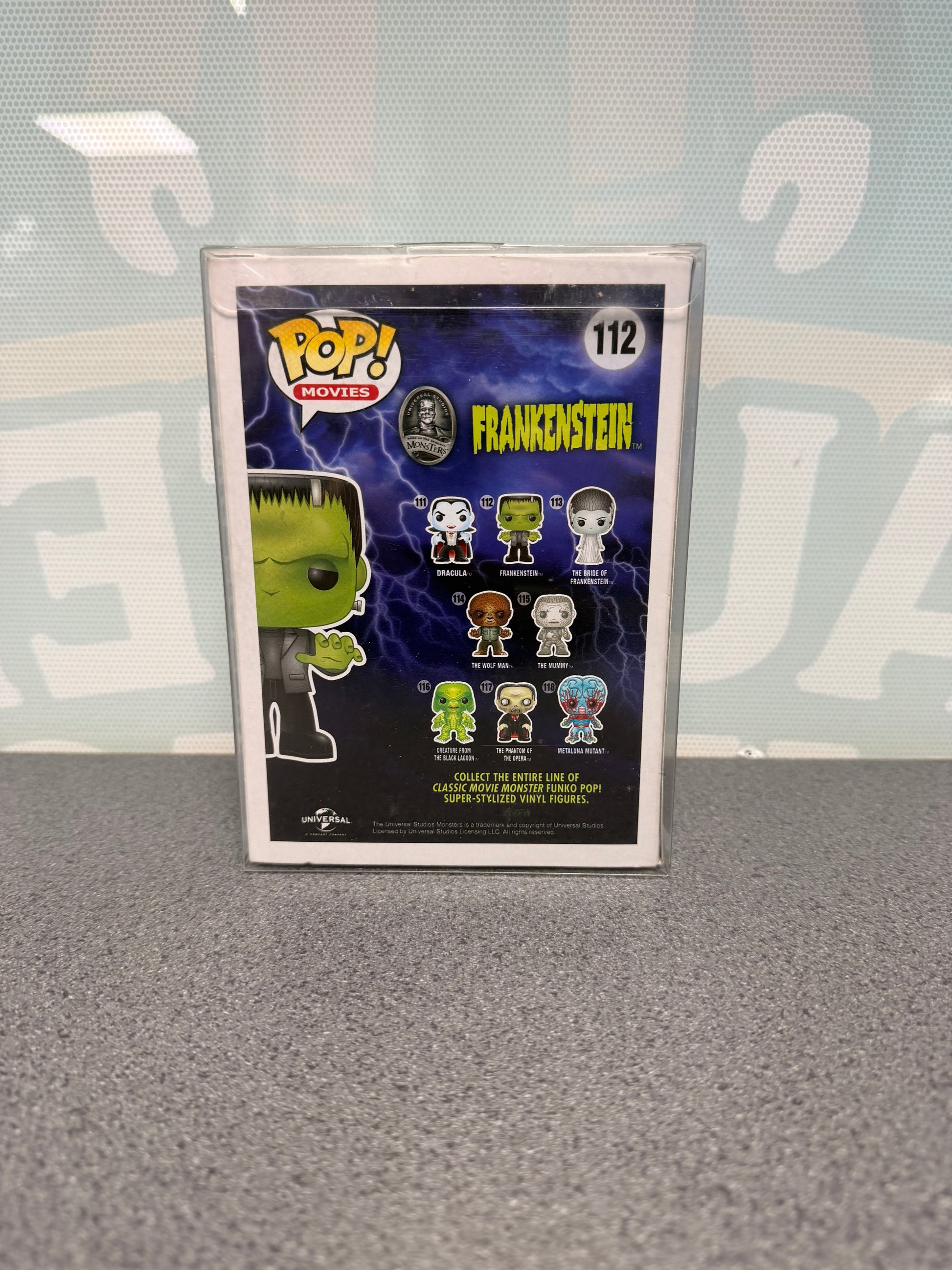 Frankenstein Funko Pop! #112 from Universal Monsters – back of box