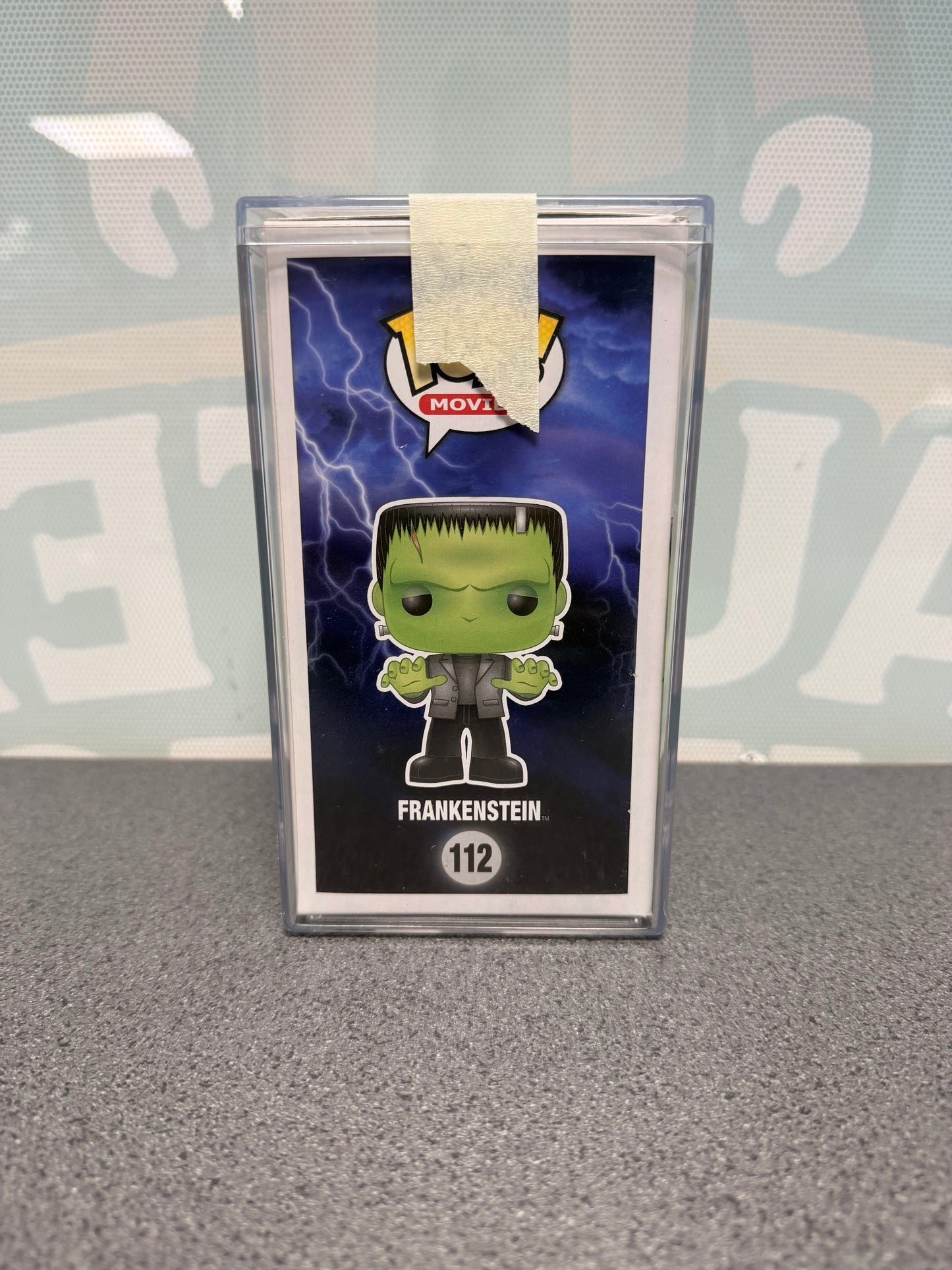 Frankenstein Glow in the Dark Funko Pop! #112 from Universal Monsters – illustrated side of box