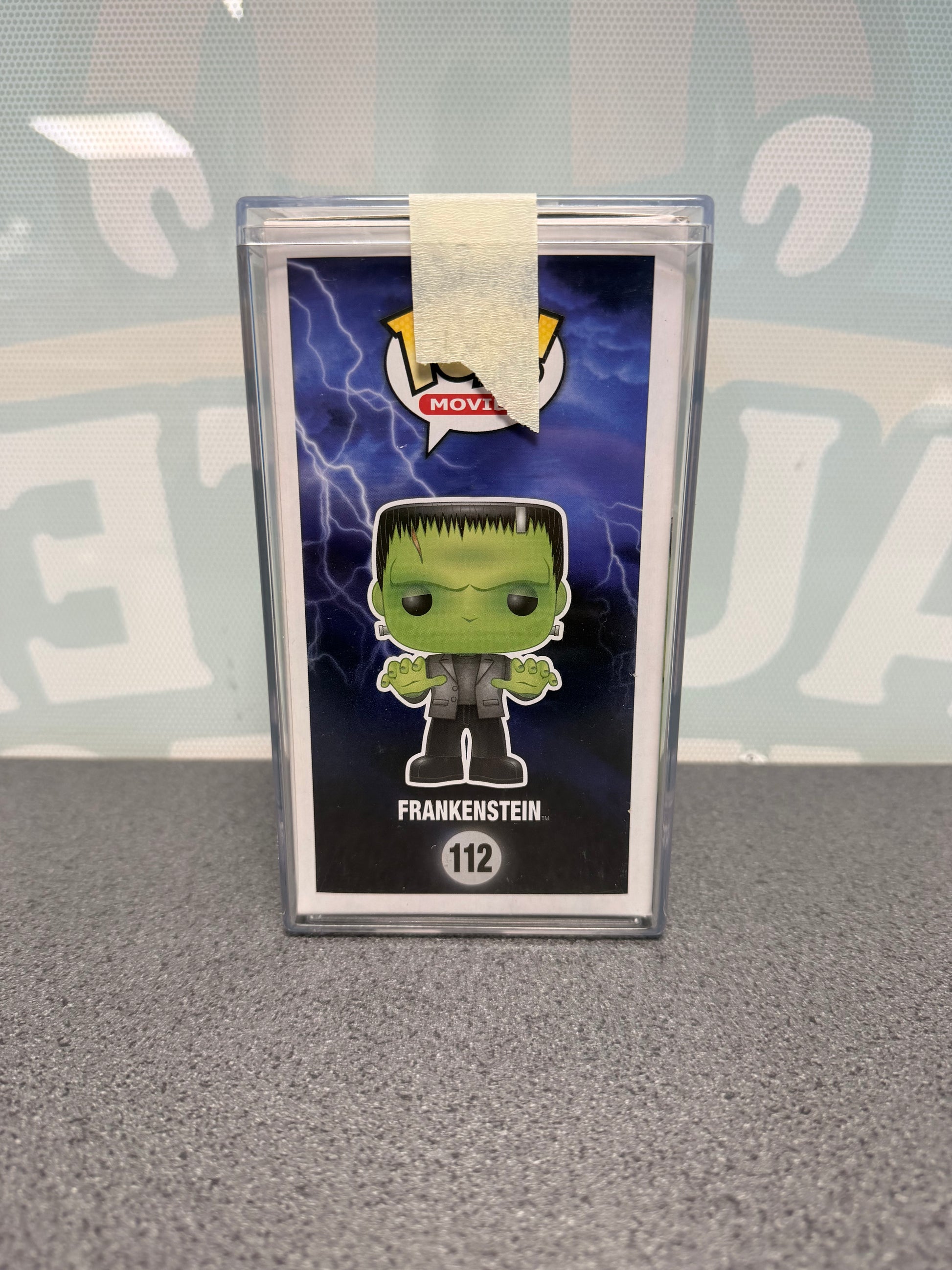 Frankenstein Glow in the Dark Funko Pop! #112 from Universal Monsters – illustrated side of box
