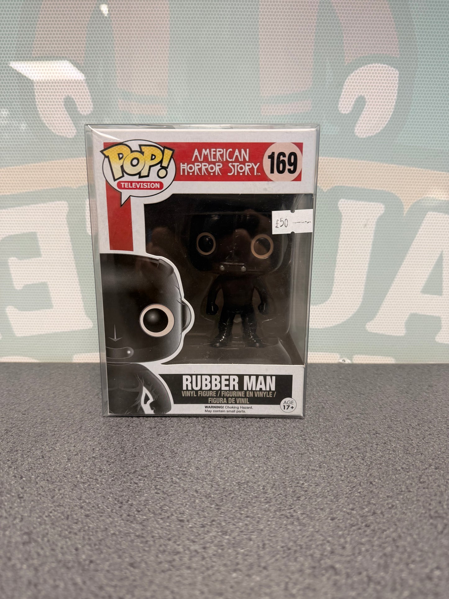 Rubber Man Funko Pop! #169 from American Horror Story – front of box and figure
