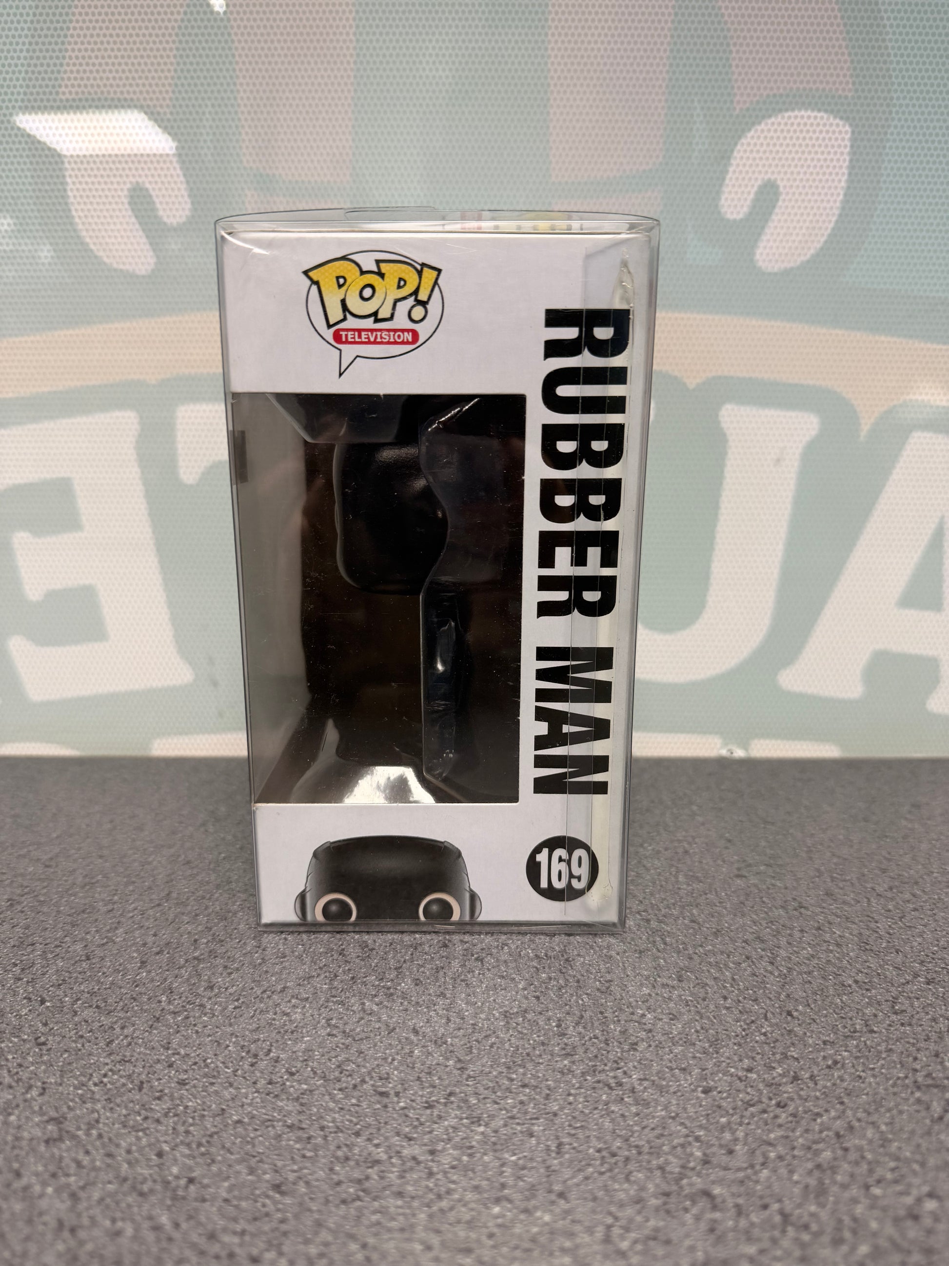Rubber Man Funko Pop! #169 from American Horror Story – window side of box