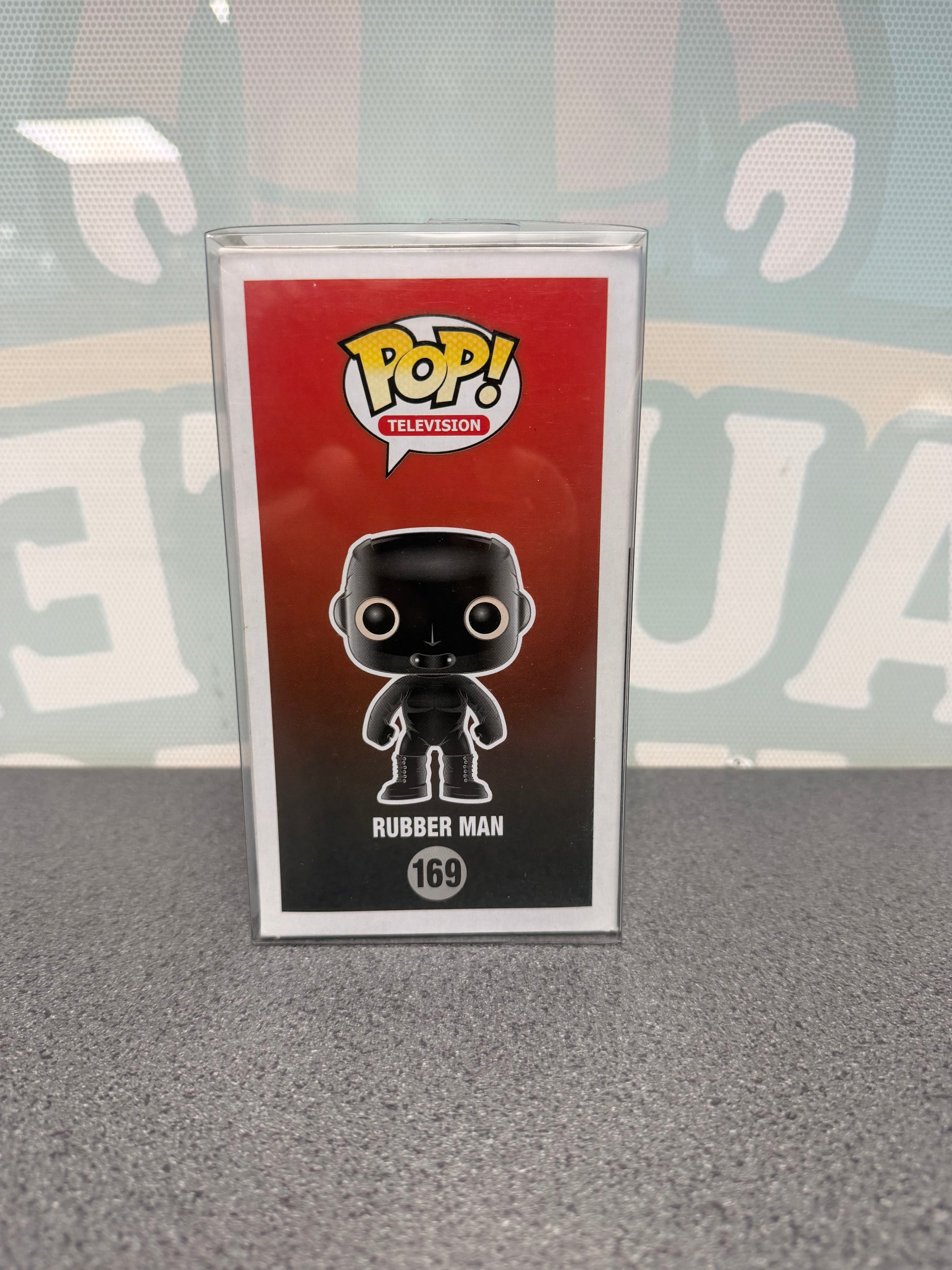 Rubber Man Funko Pop! #169 from American Horror Story – illustrated side of box