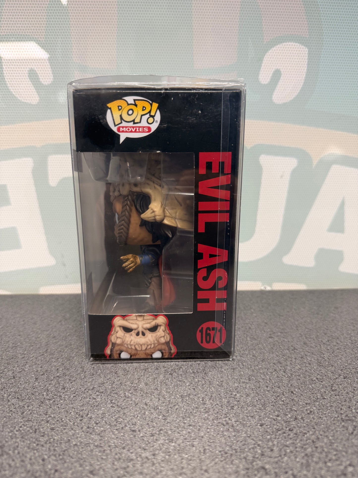 Evil Ash Hot Topic Scare Fair 2024 Exclusive Funko Pop! #1671 from Army of Darkness – window side of box