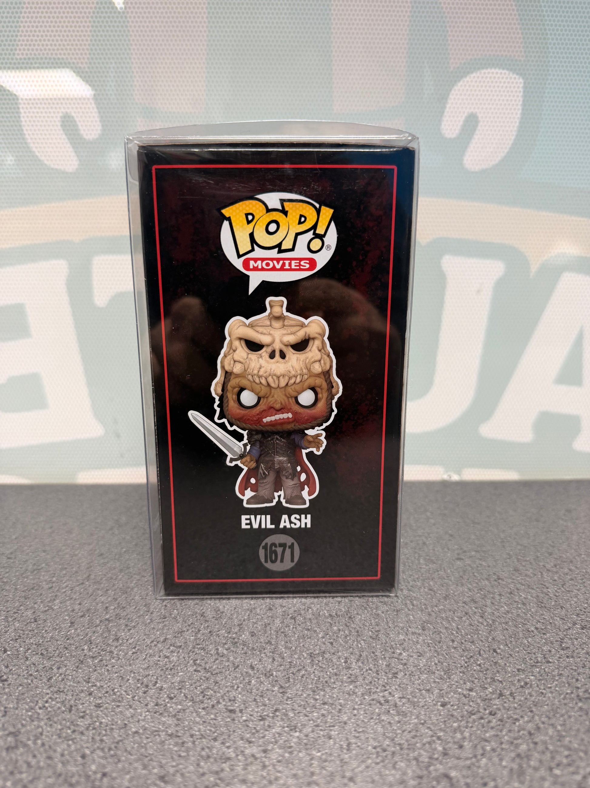 Evil Ash Hot Topic Scare Fair 2024 Exclusive Funko Pop! #1671 from Army of Darkness – illustrated side of box