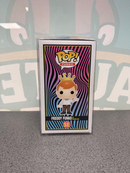 Illustrated Freddy Funko side panel of the Player 456 Pop! SE box.