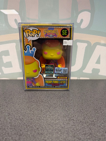 Front of Freddy Funko as The Batman Who Laughs Blacklight Pop! SE with the 3,000-piece marking.