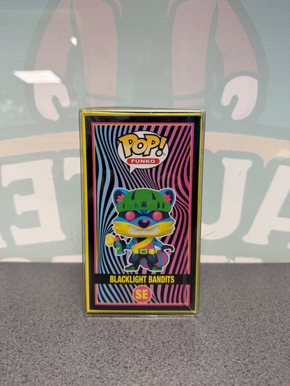 Illustrated side panel of the 6,250-piece Blacklight Bandits Funko Pop! SE box.