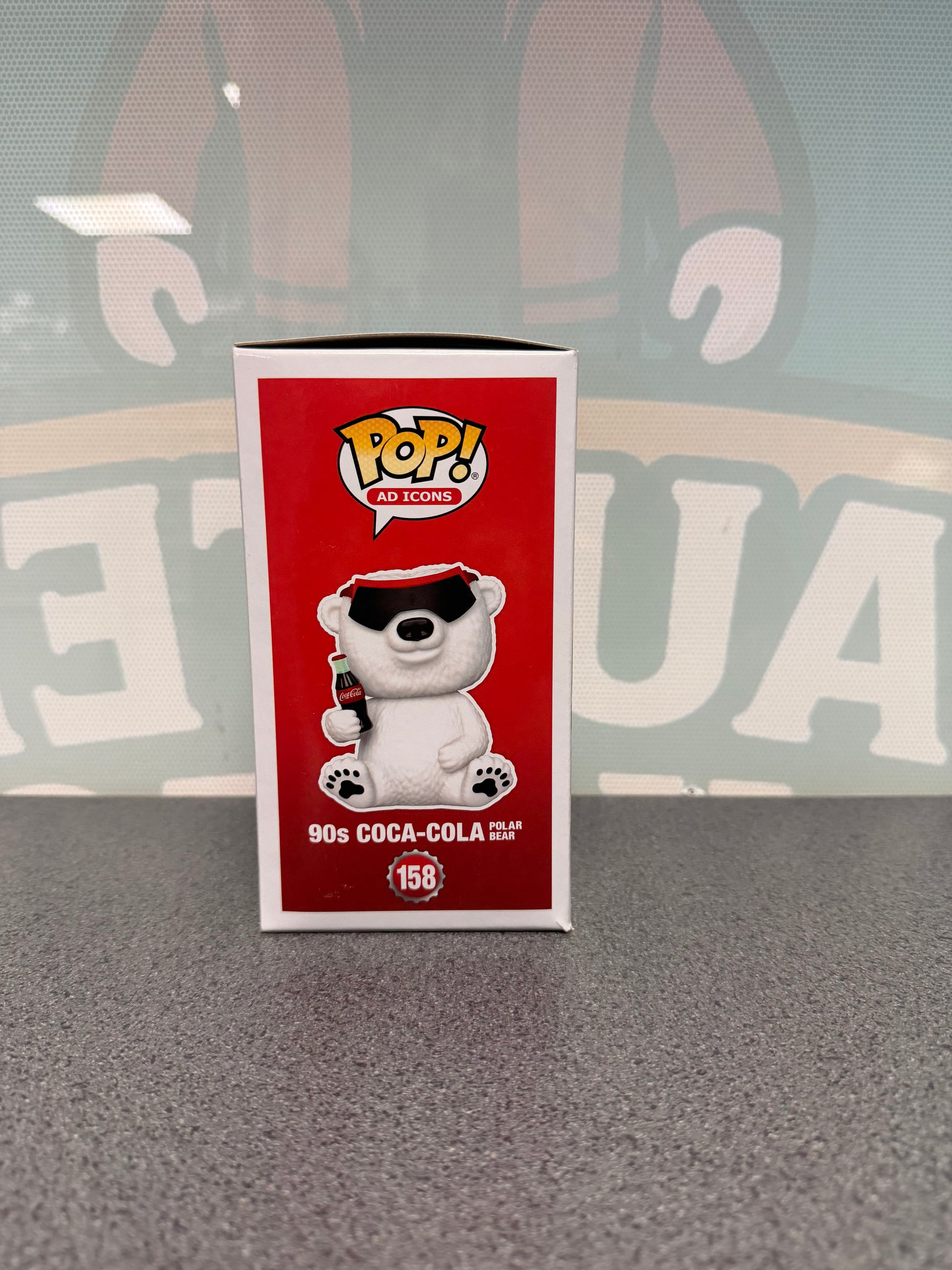 90s Coca-Cola Polar Bear Funko Pop! #158 illustrated side of the Coca-Cola box