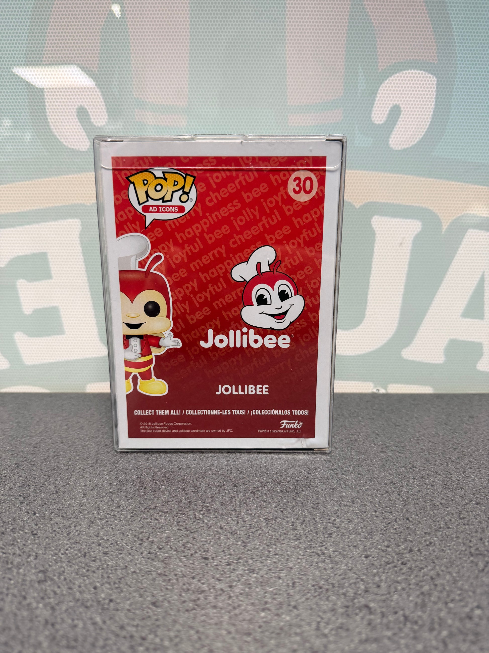 Jollibee Funko Pop! #30 box rear with Ad Icons artwork