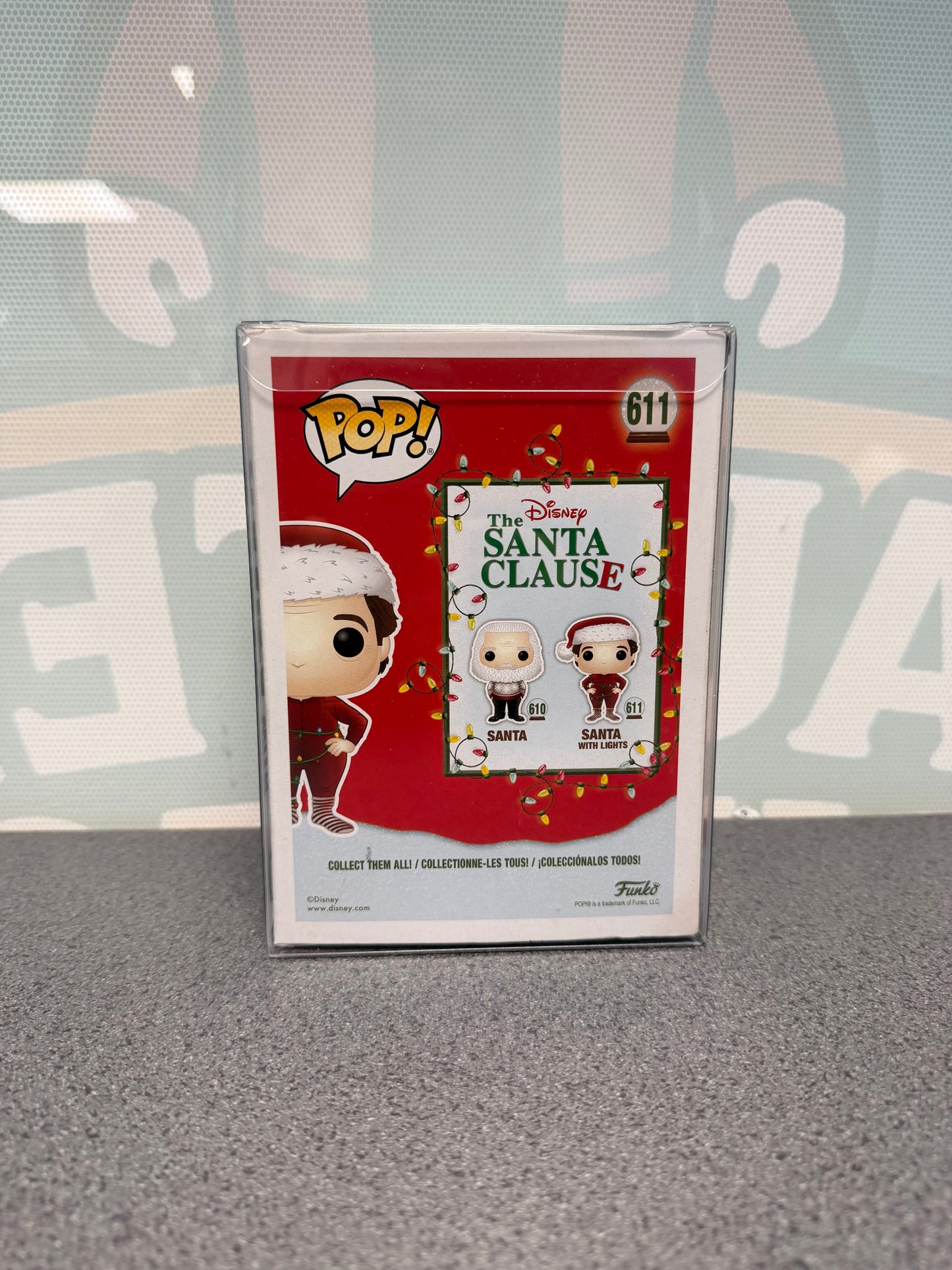 Santa with Lights Funko Pop! #611 box rear with The Santa Clause artwork