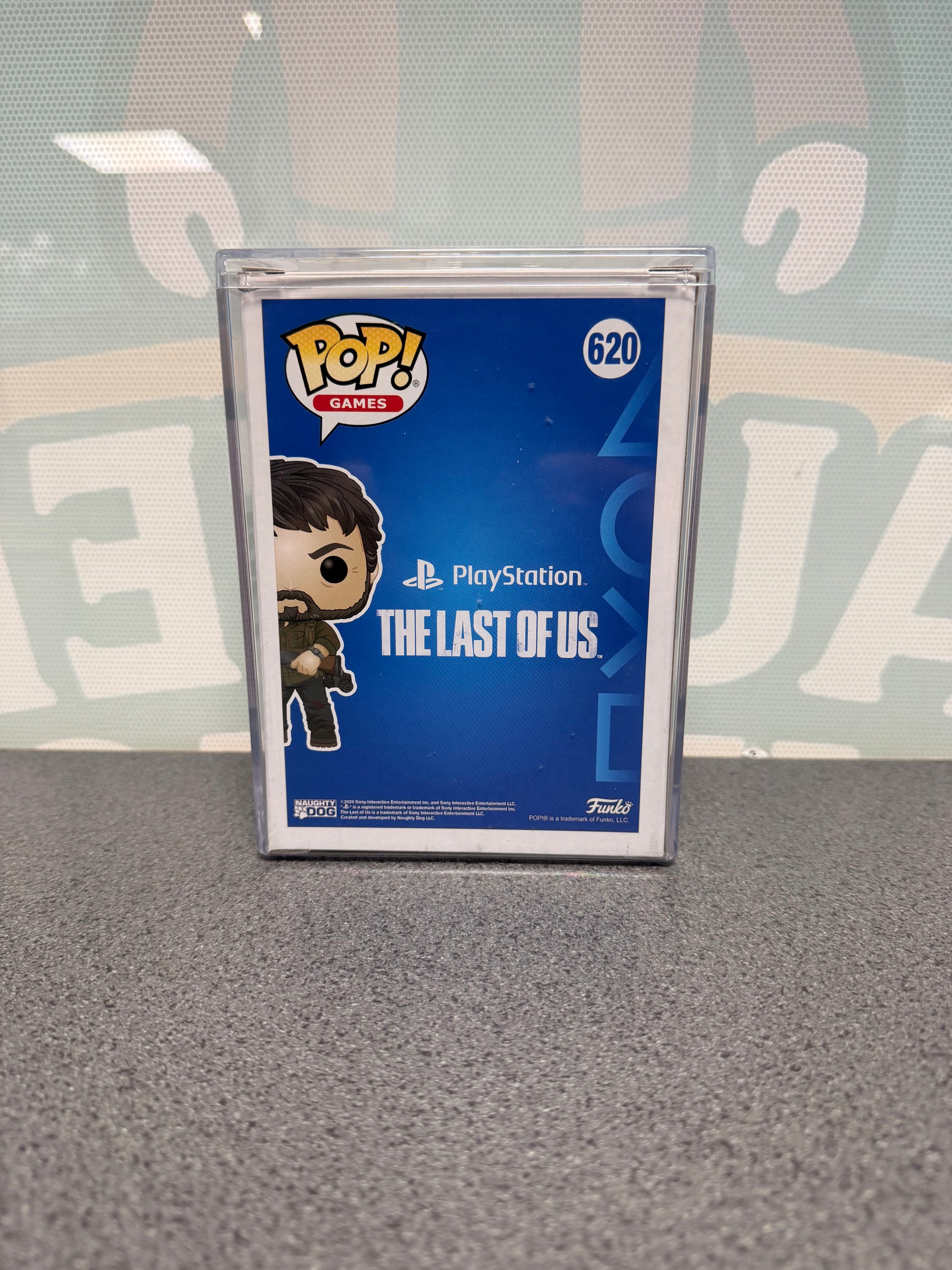 Joel Funko Pop! #620 box rear with The Last of Us artwork